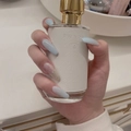French ballet style long coffin fake nails in ice blue and silver glitter gradient - Ice Blue Glossy Glitter Style (JP1163)