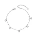 Bracciale minimalista in argento sterling S925 con cinque ciondoli in zircone scintillante - Argento 925 / Stile Perla Rotonda Argento Scintillante (BSB156)