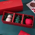 Christmas scented candle gift set with snowman, green tree and red apple shaped candles - Set C - Snowman & Tree & Apple