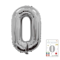 Giant 40-inch silver number 0 balloon in shiny aluminum foil with retail packaging - 40-inch Silver 0 With Paper Card