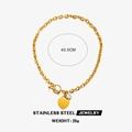 Collier doré en acier inoxydable avec pendentif cœur chaîne 40.5cm et poids 26g - Collier de Coeur en Or