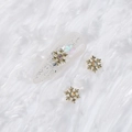 Golden snowflake nail charms with AB rhinestones on holographic glitter press-on nail - Style A1143-12