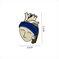 Detailed size chart of Girl with a Pearl Earring enamel pin measuring 3.1cm by 2.2cm - Girl with a Pearl Earring Heart Style (1547#)