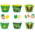 Set di pirottini e topper per cupcake di San Patrizio con motivi tipici irlandesi - Set Di Pirottini E Topper Per Cupcake