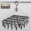Gunmetal grey square laundry rack with 28 windproof clips and sturdy hanging hook - Square - Large 28 Clips / Gunmetal