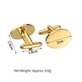 Detailansicht ovaler goldener Manschettenknöpfe mit Maßen von 2cm Länge und 1,8cm Steg - Oval / Stahlfarbe
