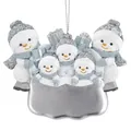 Christmas snowman family of five ornament with silver base for personalized DIY names - 5 Snowmen Family Style