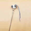 Grey and white feather cat teaser wand with glitter handle and silver bell - Grey Fairy Pompom Tassel