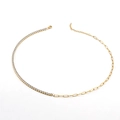18K vergoldete Edelstahl-Büroklammer-Halskette mit funkelnden Diamant-Akzenten für Damen - Halskette / 18K Gold