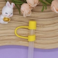 Gele siliconen rietjes dop 10mm stofplug kapje op een doorschijnend rietje voor glazen - 10mm Rietjesdop (Zonder Rietje) / Donkergeel
