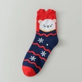 Christmas socks with bear ears and snowflake patterns in red and blue contrast design - 01 Christmas-Blue Red Snowflake Bear