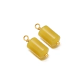 Retro waterproof stainless steel cylindrical pendant with yellow natural stone and gold wire - Light Coffee