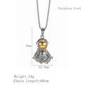 Collier pendentif astronaute argenté avec visière dorée et dimensions indiquées - Or bicolore