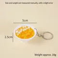 Miniature mango sago dessert bowl keychain model with a white bowl and metal ring - Keychain / 5CM Diameter / Mango Pudding Yellow Green Grid