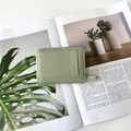 Light green lychee grain leather accordion card holder with secure zipper and card slots - Light Green