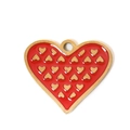 Red heart-shaped stainless steel pendant with golden heart patterns and trim - Red with Gold Hearts