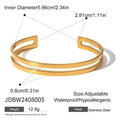 Bracciale a polsino aperto a doppio strato in acciaio inossidabile placcato oro 18k - Stile a doppio strato cavo dorato (JDBW2408005)