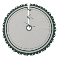 Knitted Christmas tree skirt in cream white with dark green scalloped edges and lace-up ties - Deep Green/Ivory