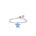 Adjustable S925 silver chain ring featuring light blue star crystal and metal beads - Adjustable Open
