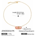 Collier en acier inoxydable doré avec pendentif ovale en nacre rose et motif - Collier Ovale Coquillage Rose-JDN0302018-PK