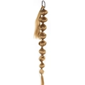 Detail view of a 75cm long golden brown bubble ponytail extension with synthetic hair texture - Linen Gold