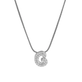 Silver tone snake chain necklace with a crystal-encrusted letter G pendant for women - Silver G / Silver