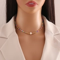 Detail of colorful seed bead necklace with natural pearl center on a mannequin - 6# Multicolor