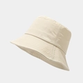 Chapeau bob classique blanc crème, vue à 45 degrés avec bord à coutures multiples - M (56-58cm) / Beige