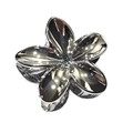 Silver metallic plumeria flower hair claw clip with a glossy polished chrome finish - Plated Plumeria [Silver]