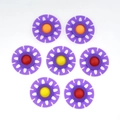 Detailed set of 7 colorful silicone snowflake stress relief sensory pop-it fidget toys - Purple