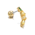 Gold curved cartilage stud with yellow marquise stones and green round crystals - Yellow Arc Cartilage Stud