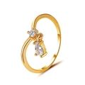 Retro style open bypass ring in gold finish with round and pear cut zircons - Gold Double Stone Pear & Round Zirconia Style (1957)
