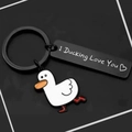 Süßer Enten-Schlüsselanhänger mit I Ducking Love You Anhänger an schwarzem Ring - Schwarz (I Ducking Love You)