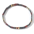 Bohemian Tila bead bracelet featuring deep red and blue marble patterns with gold accents - Red Blue Marble Gold Mix (TL-B24042618A)