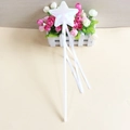 Sparkly white star fairy wand with satin ribbons for Christmas party costumes - White Star Fairy Wand