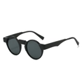 Vintage retro ronde zonnebril met zwart frame en donkere glazen voor een trendy look - Zwart Frame Zwart Grijze Glazen