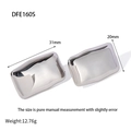 Detailed view of large rectangular silver stud earrings with 31mm length and 20mm width - Silver