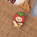 Cute acrylic strawberry bear brooch badge for bags with cartoon character design - Strawberry Bear