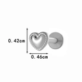 Silver G23 titanium heart labret stud with beaded edge and 4.2mm by 4.6mm dimensions - Heart Shape (T2525-3#) / Silver