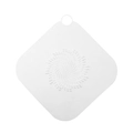 Filtro per lavandino quadrato in silicone bianco con fori a spirale e anello di tiro - Scarico Grande Trasparente