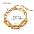18k gold plated stainless steel chunky chain bracelet with detailed size measurements - Gold Style (JDB2305001)