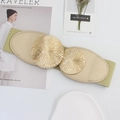 Cintura elastica larga dorata da donna con fibbie rotonde per abiti e cappotti - Medio / Oro