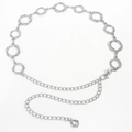 Minimalist silver geometric circle waist chain with lobster clasp and extension link - 19465 Silver