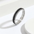Silberner Armreif mit zweireihigen schwarzen Markisesteinen und funkelndem weißen Zirkonia-Rand - Schwarzer Zirkon Silber Stil / Silber