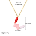 Gold O-chain necklace with colorful red and pink letter L capsule pendant - Letter W