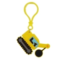Cartoon yellow excavator tractor keychain with blue windows for kids backpack charms - Excavator Keychain-08