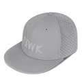 Grey flat brim hip-hop cap with FEWK embroidery and breathable laser-perforated details - Light Gray