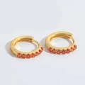 Gold plated hoop earrings featuring sparkling orange cubic zirconia inlay for women - Orange