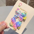 Fermagli per capelli a farfalla con paillettes per bambine con perla e nastro giallo - Clip a Becco d'Anatra Multicolore (Coppia)