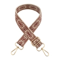 Ethnic style jacquard wide adjustable bag strap with red floral pattern and gold hardware - Red Brown on Beige Base